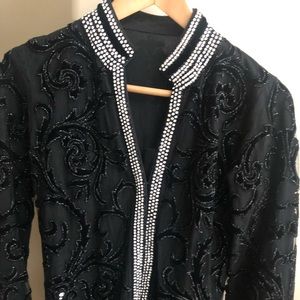 Black jacket with rhinestones and velvet